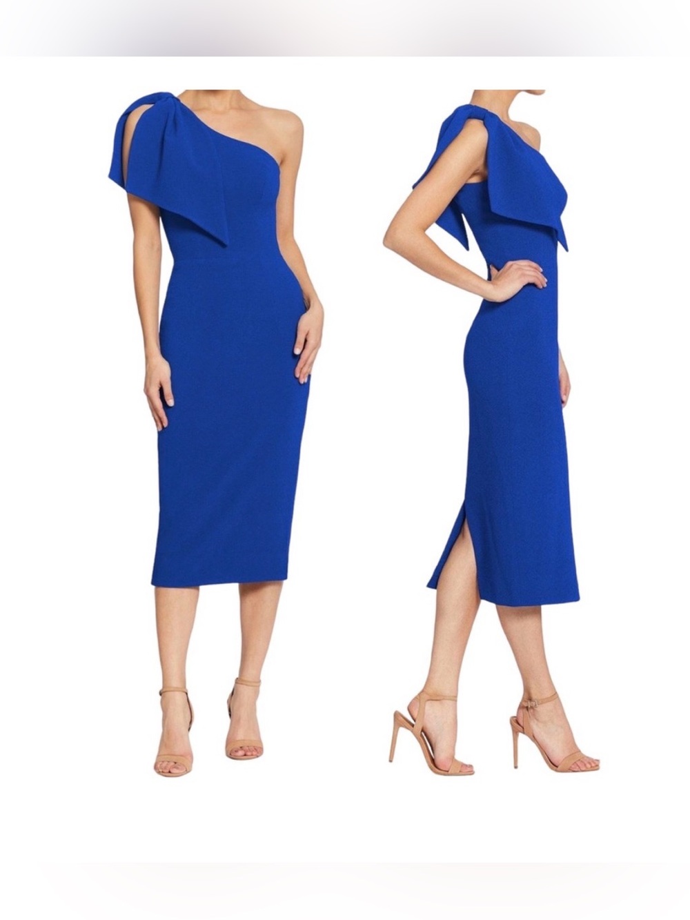 Dress the Population One Shoulder Electric Blue Sheath Dress Size Small